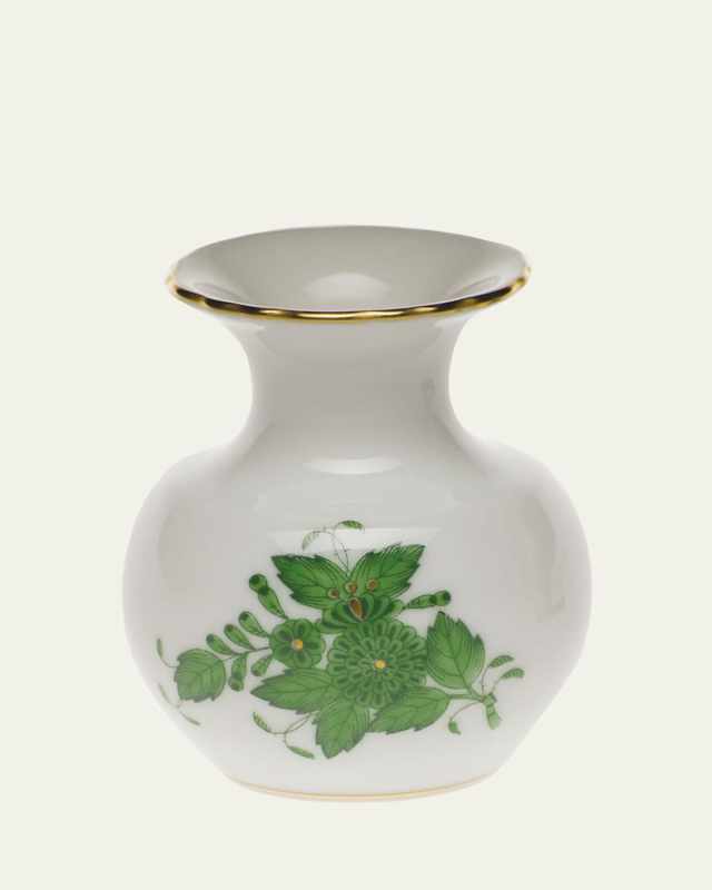 Chinese Bouquet Green Medium Bud Vase with Lip